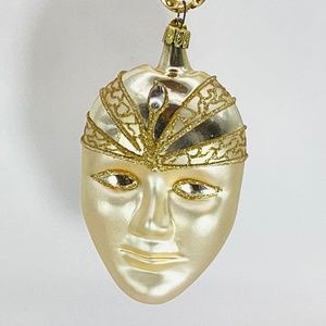 Juwel Vintage Gold Glitter Mask Mardi Gras Carnival Ornament